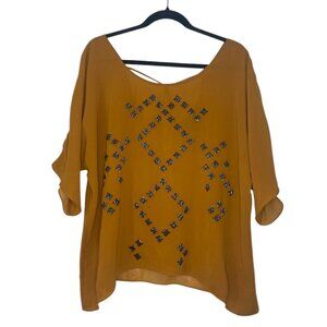 ✨VINTAGE LUX✨ Paterson J. Kincaid Yellow Beaded Top